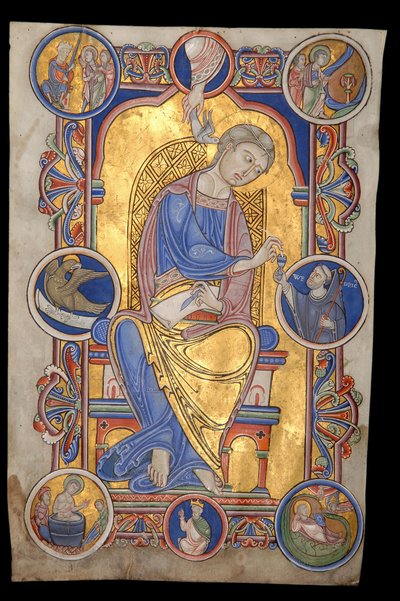 The Evangelist Saint John and Wédric, Abbot of Liessies, Isolated Miniature from a Lost Gospel Book from the Abbey of Liessies by Unbekannt Unbekannt